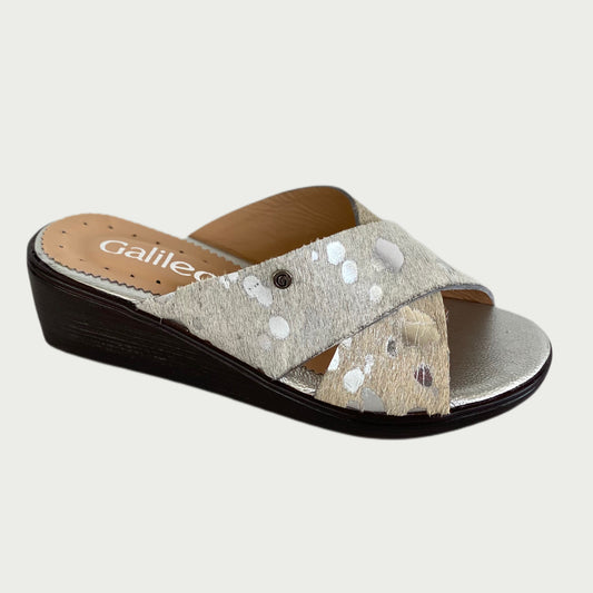 Sandalias en cuero pelo plata Ref: 6235NPP9