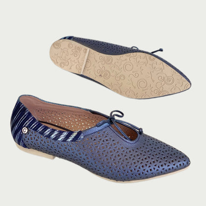 Baletas en cuero azul Ref : 3495NYZ