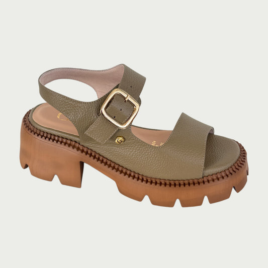 Sandalias en cuero Olive Green Ref: 662