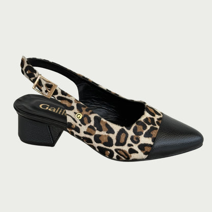 Zapatos en cuero animal print x pelo negro Ref: PC92XPVNG