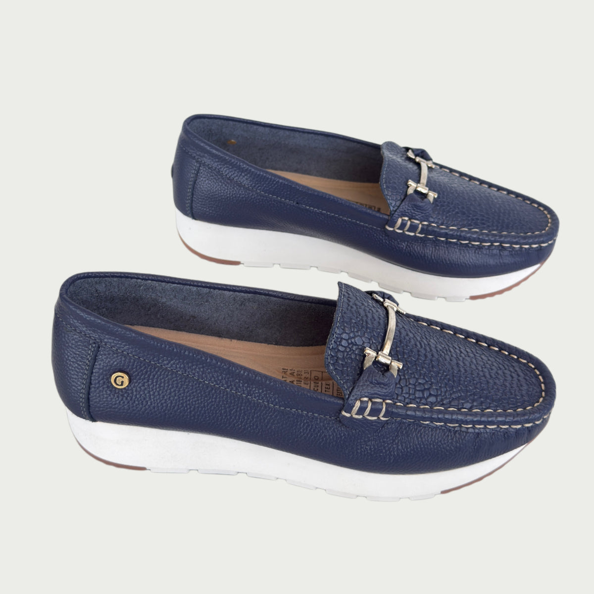 Mocasines en cuero azul Ref: MOCASAPAZ
