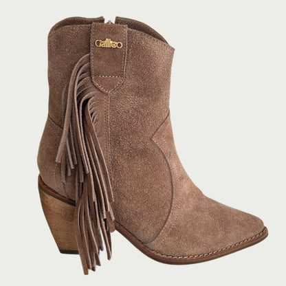 Botas texanas en cuero gamuzado taupe Ref: 1601ZTAU