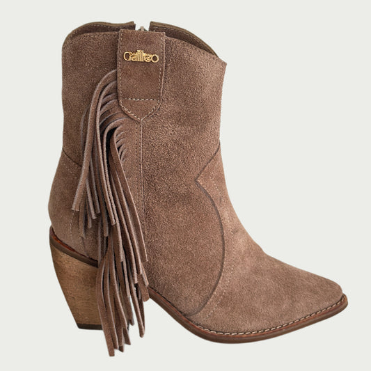 Botas texanas en cuero gamuzado taupe Ref: 1601ZTAU