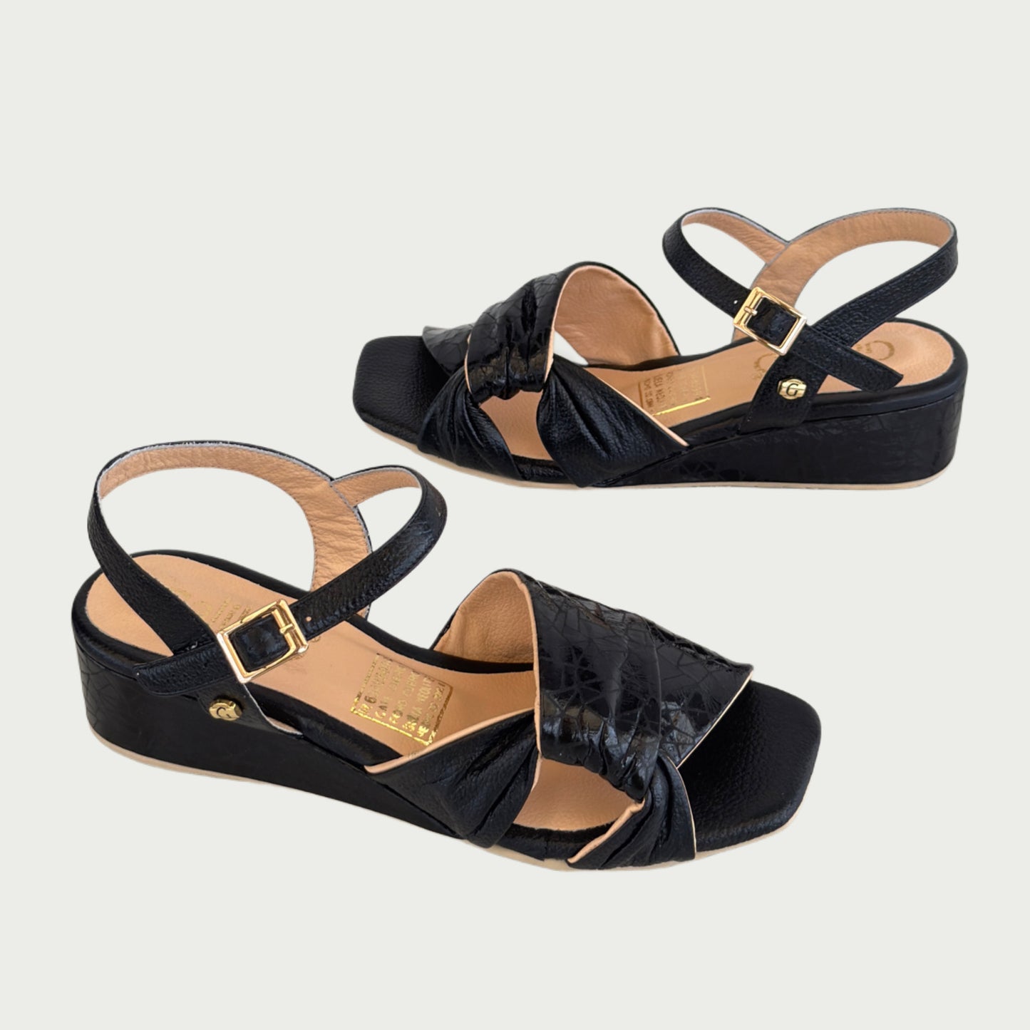Sandalias en cuero  negro x folia Ref: 1259WPNG
