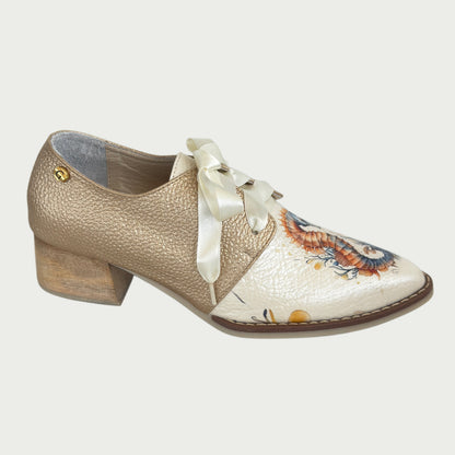 Botin en cuero talco x bronce vida marina Ref: 513ZPTAL