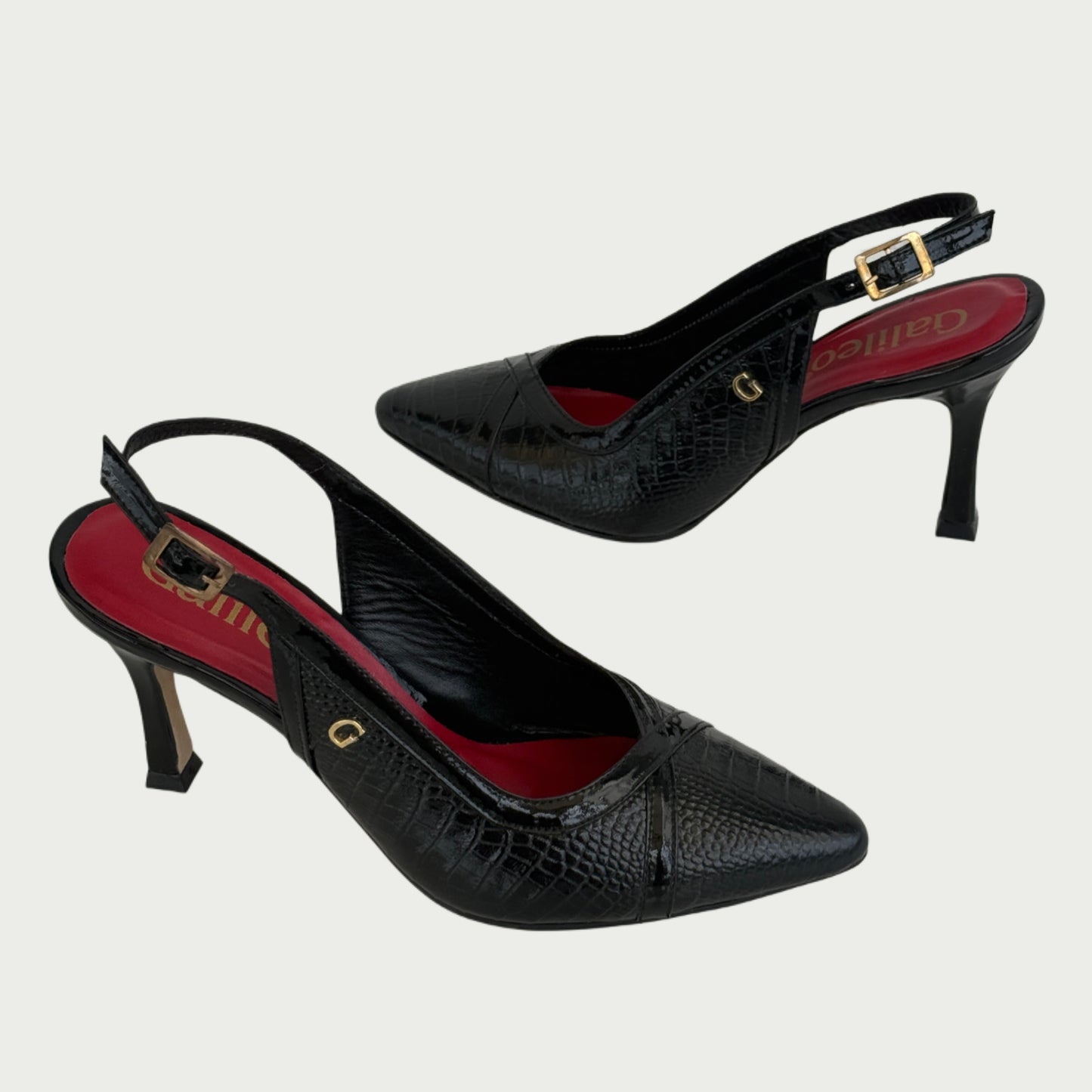 Stilettos destalonados en cuero negro Ref: 5751WPNG