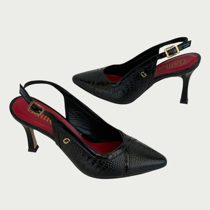 Stilettos destalonados en cuero negro Ref: 5751WPNG