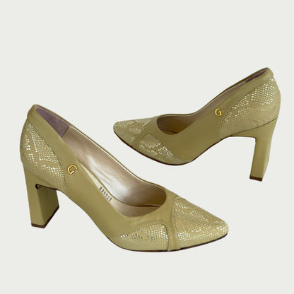 Tacones en cuero limón Ref:7024