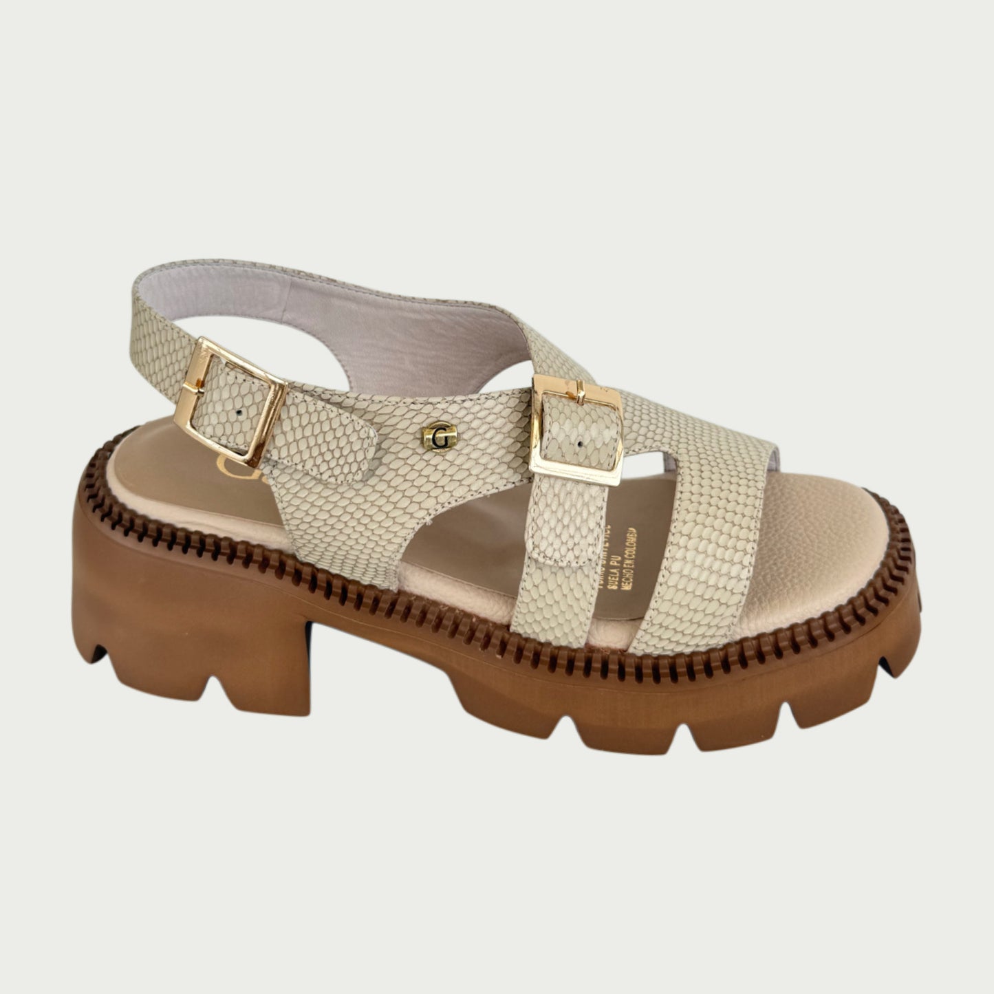 Sandalias en cuero beige Ref: P-386