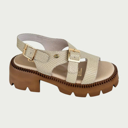 Sandalias en cuero beige Ref: P-386