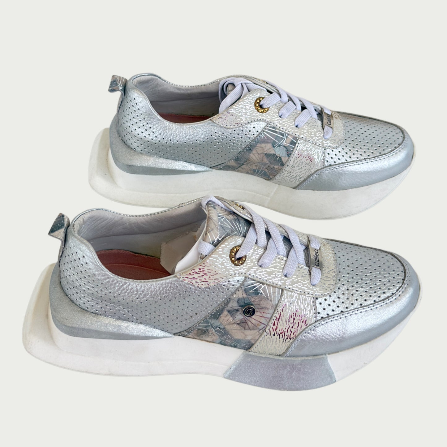 Tenis en cuero plata x folia Ref: DP141NGP4