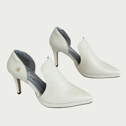 Zapato en cuero talco x folia Ref: 4010WPTA