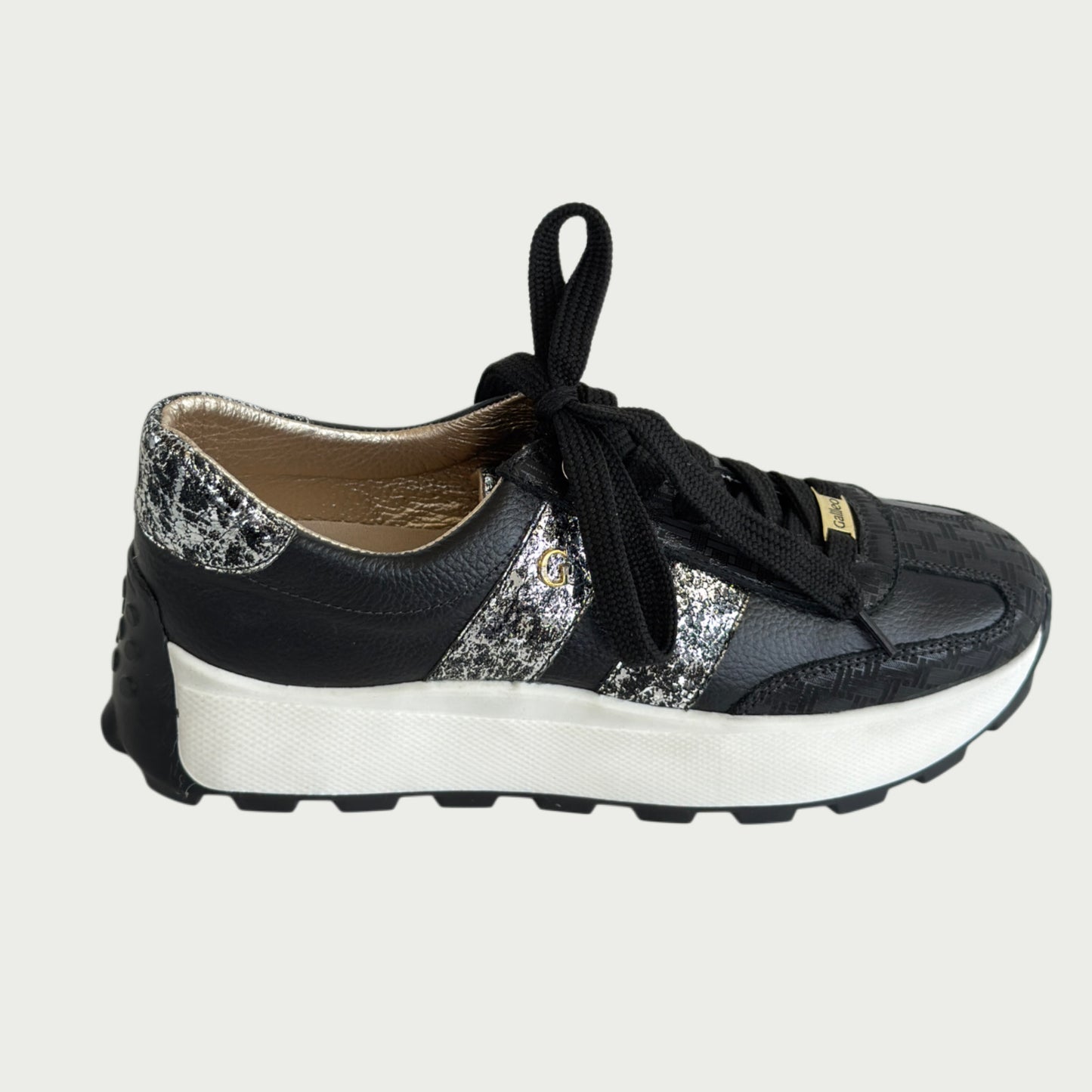 Tenis en cuero negro x folia Ref: T258WPNG6