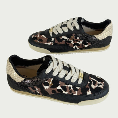 Tenis en cuero negro x animal print Ref: Ema