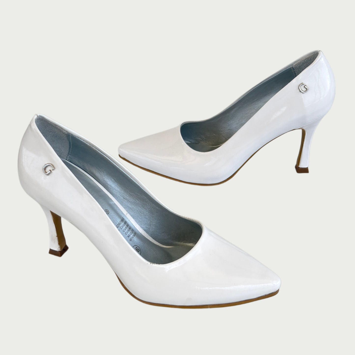 Stilettos en cuero charolado blanco Ref: 3400WPBL