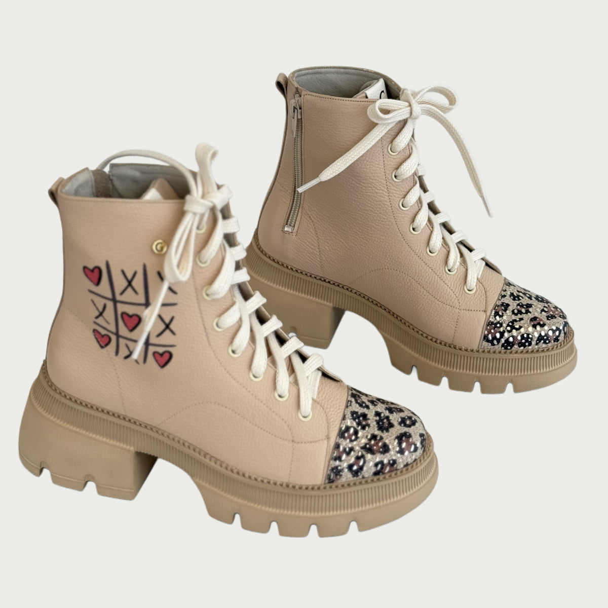 Bota en cuero nude x animal print Ref: 5492WPAR