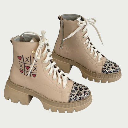 Bota en cuero nude x animal print Ref: 5492WPAR