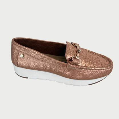 Mocasines en cvuero oro rosa Ref: MOCASAROS