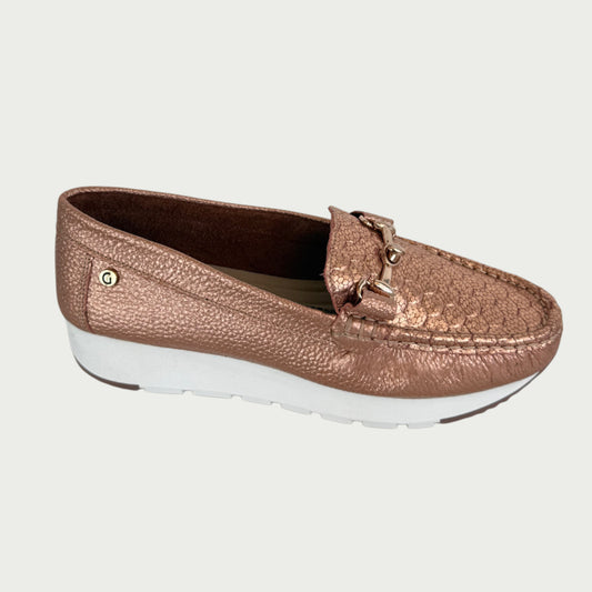 Mocasines en cvuero oro rosa Ref: MOCASAROS