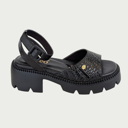 Sandalias en cuero negro Ref: P-384ZPNG