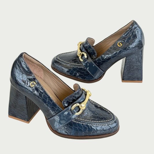 Tacones en cuero azul charol Ref: 6609NPAZ