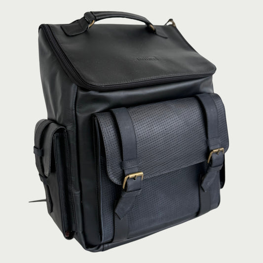 Morral en cuero envejecido negro Ref: R4019XP