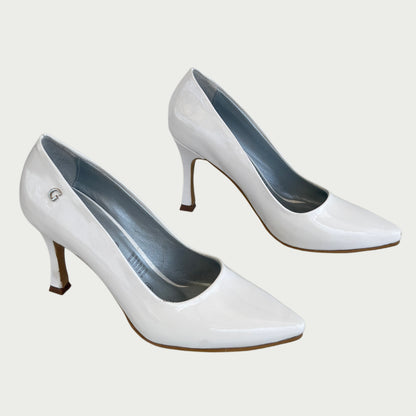 Stilettos en cuero charolado blanco Ref: 3400WPBL