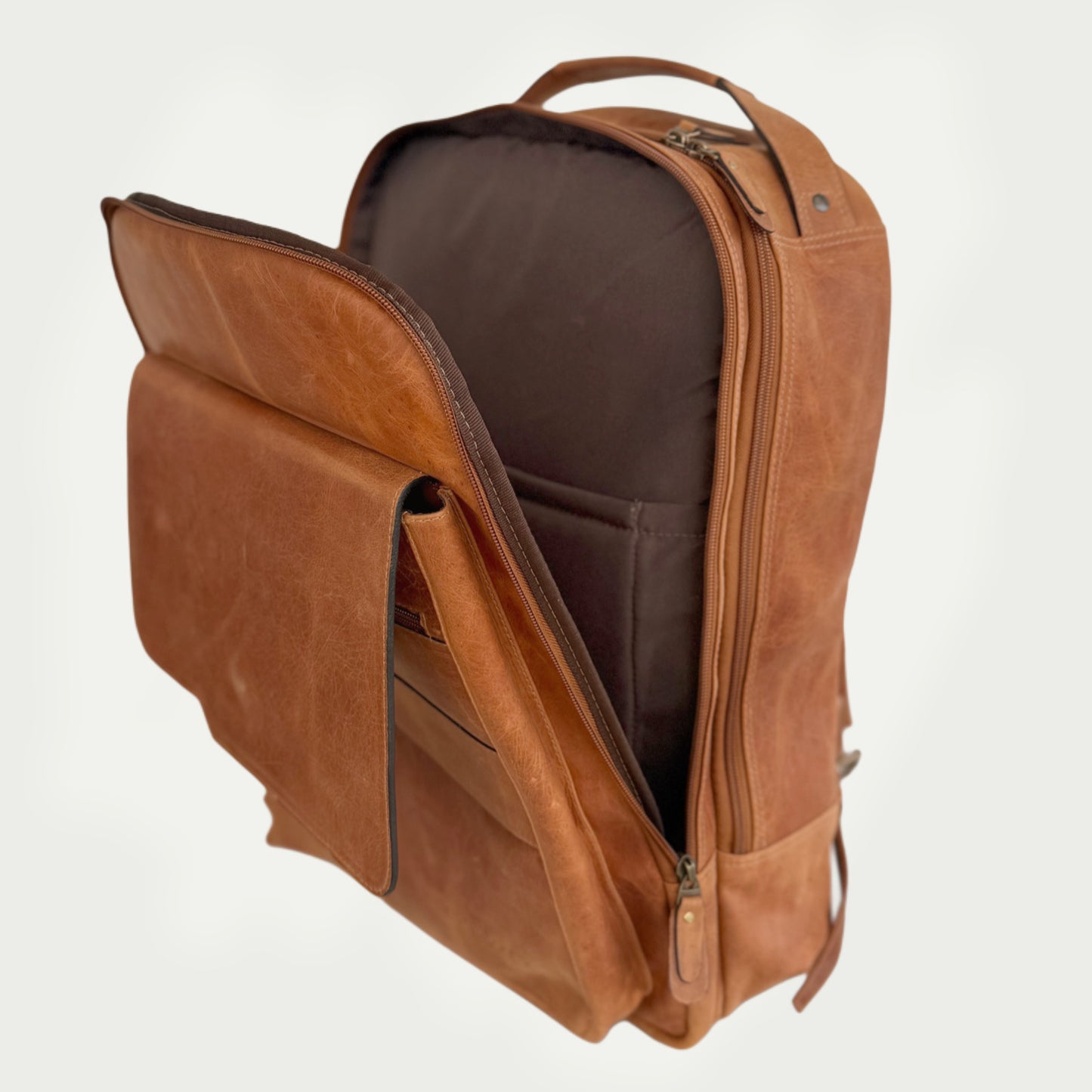 Morral en cuero vintage miel Ref: MO100