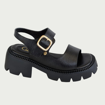 Sandalias en cuero negro Ref: P662ZPNG