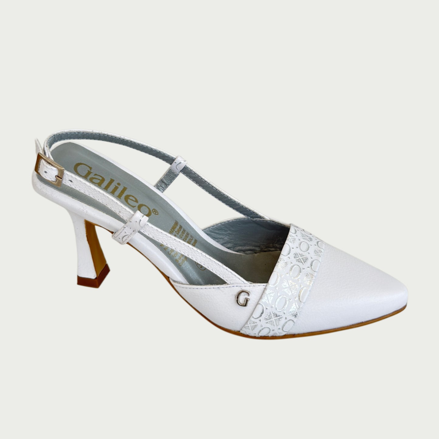 Stilettos destalonados en cuero oasis blanco x plata Ref: 7014ZPBL