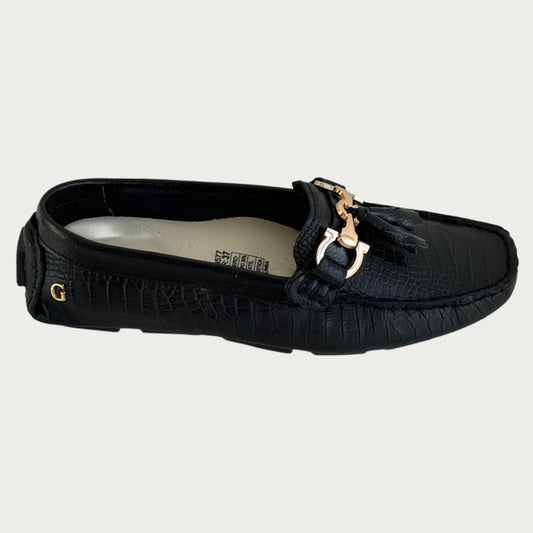 Mocasin cuero negro Rf 400243MPN