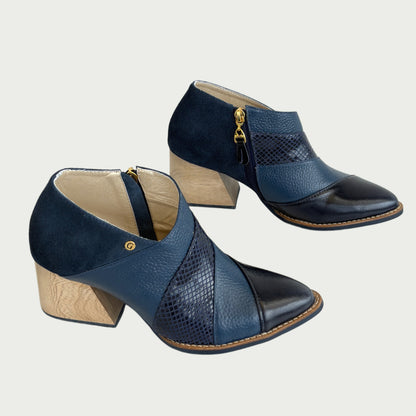 Botines en cuero azul Ref: B18XPAZ