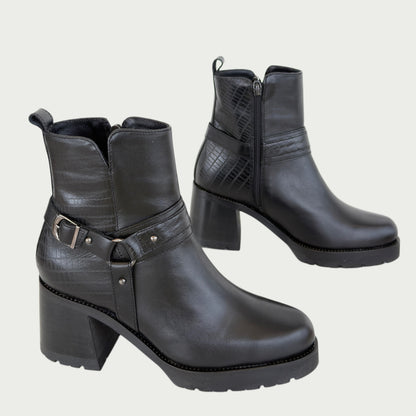 Botines en cuero negro Ref: 6488ZPNG