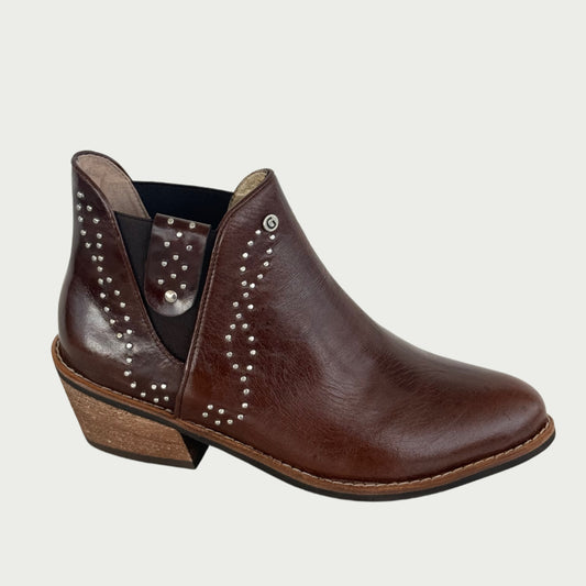 Botines en cuero café x taches Ref: 1588WPCF