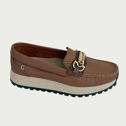 Mocasines en cuero miel x folia Ref: 1002BAWPM