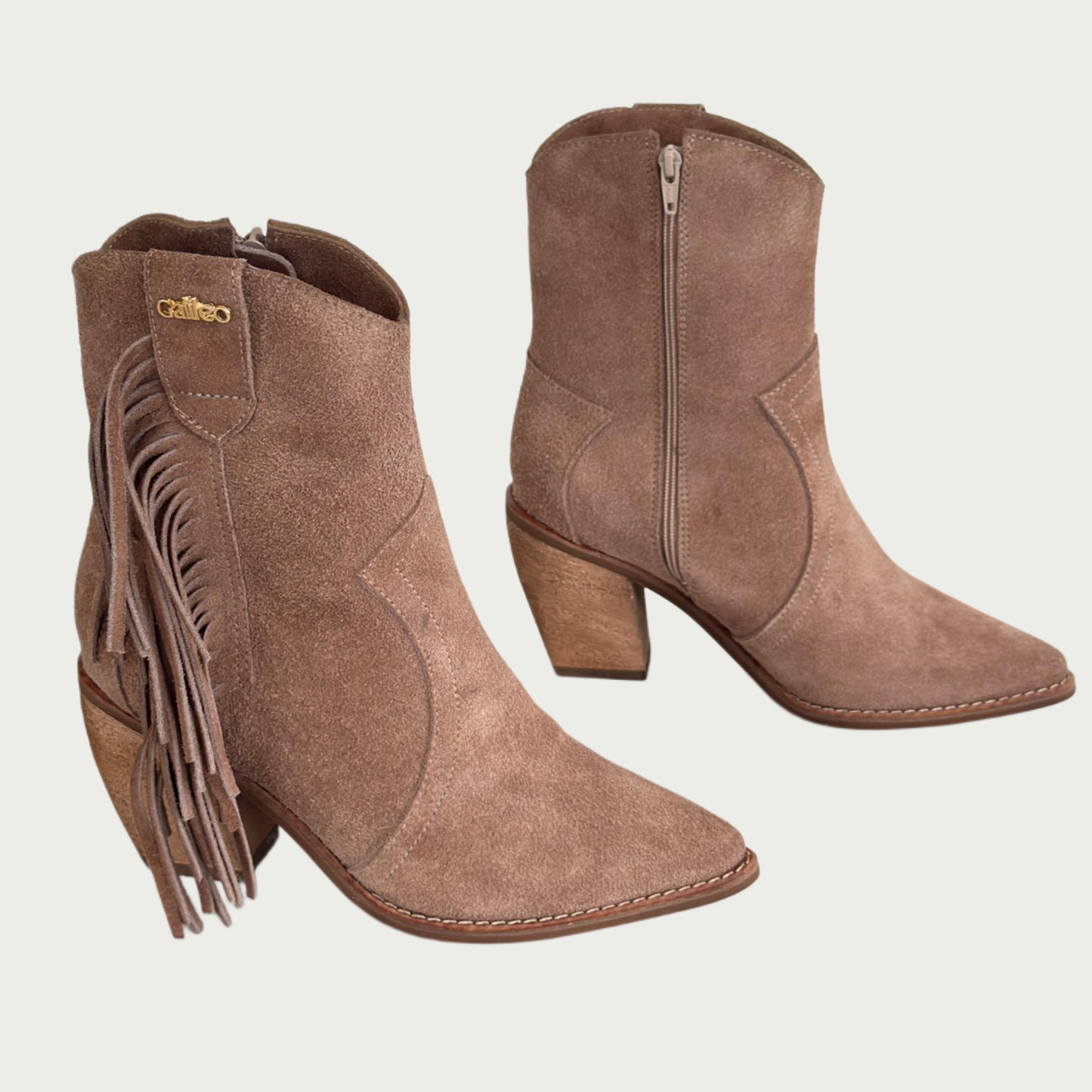 Botas texanas en cuero gamuzado taupe Ref: 1601ZTAU
