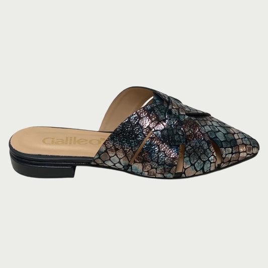 Zuecos cuero anaconda negro Rf PC53