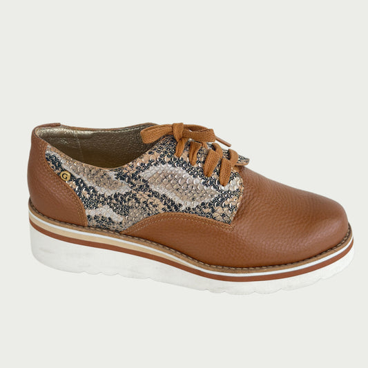 Tenis en cuero miel  Ref :0508NCAR8