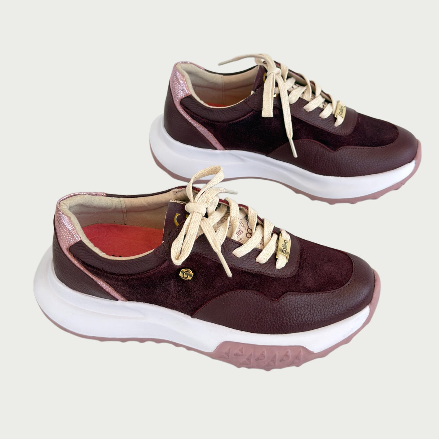 Tenis en cuero vinotinto x gamuza Ref: 5714ZPVI