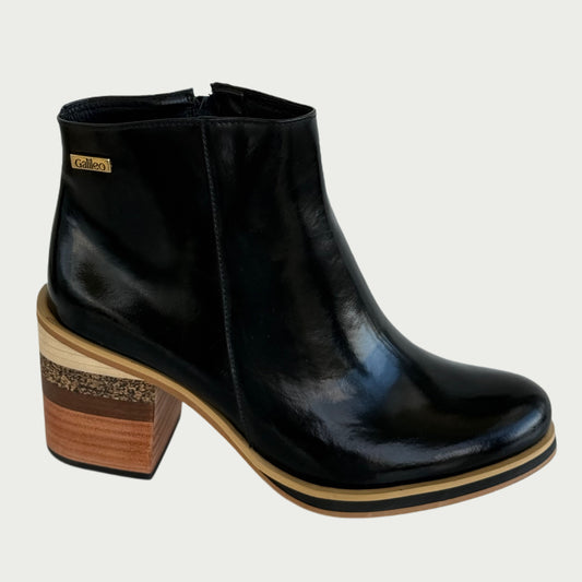 Botines en cuero negro charol Ref: Glendaxng