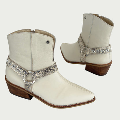 Bota texana en cuero talco x folia Ref: 1797WPTA