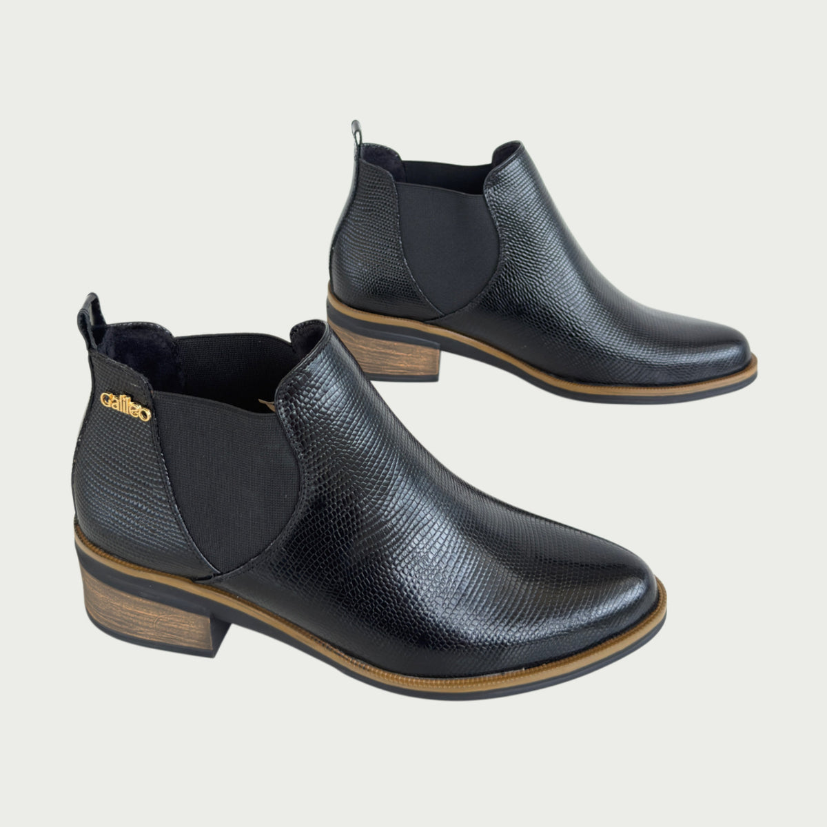Botines en cuero negro x folia Ref: CRISAPNG