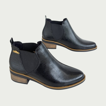 Botines en cuero negro x folia Ref: CRISAPNG