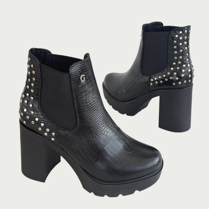 Botines en cuero negro Ref: 1471XPNG5
