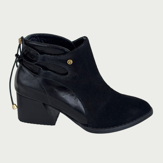 Botin en cuero gamuzado x cuero liso negro Ref: B41XPNG