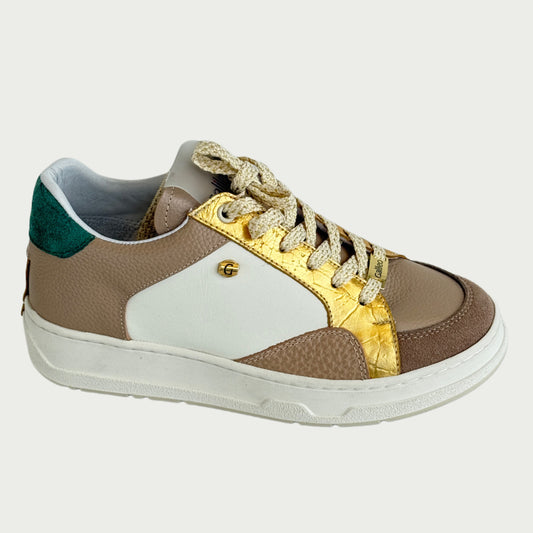 Tenis en cuero color beige x taupe Ref : LUNANPPA5