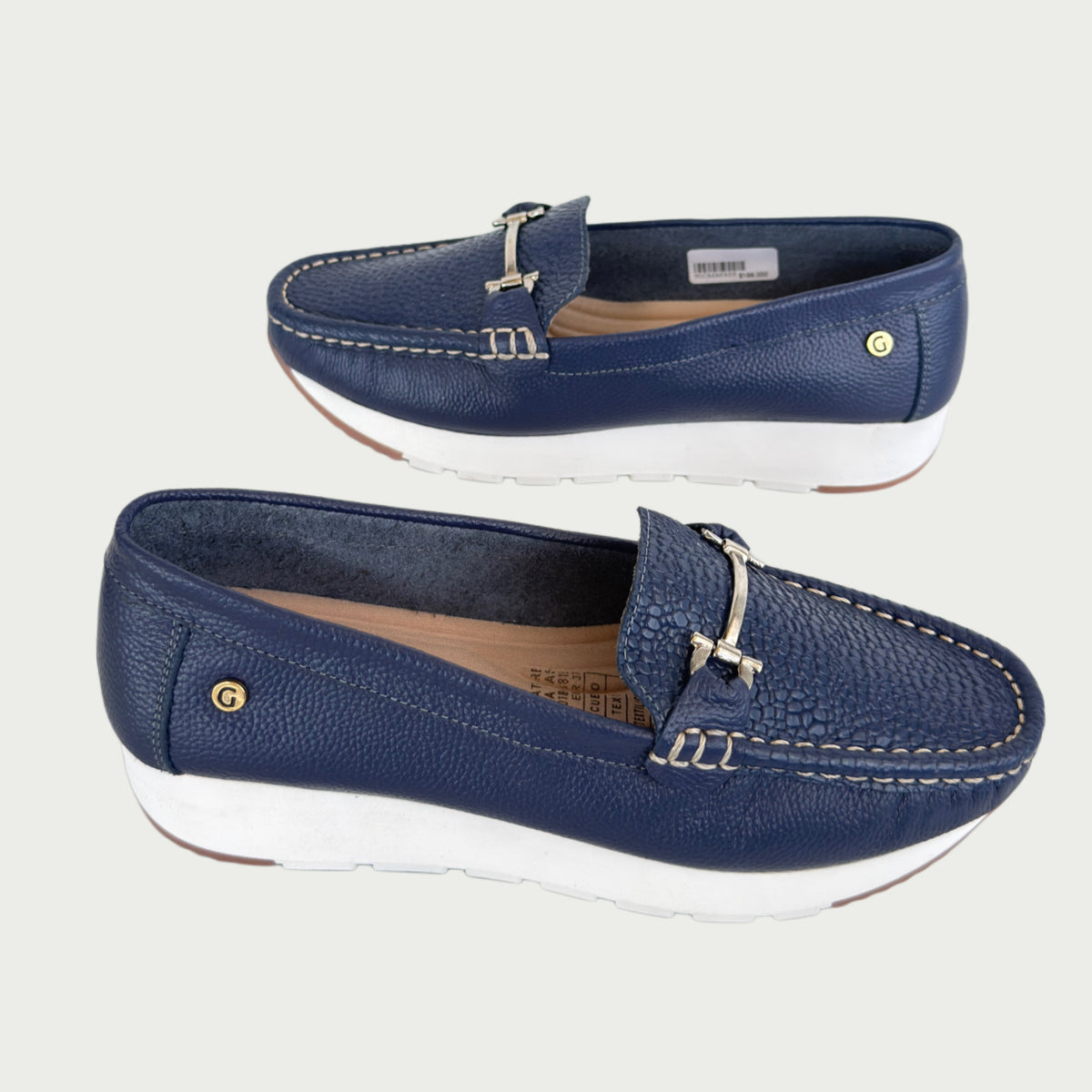 Mocasines en cuero azul Ref: MOCASAPAZ