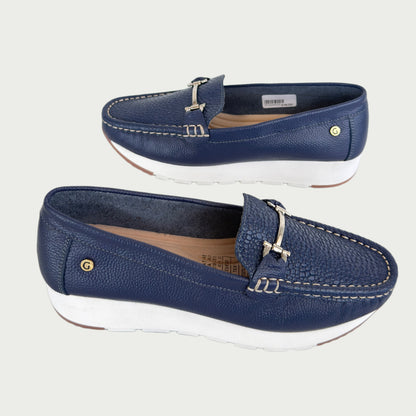 Mocasines en cuero azul Ref: MOCASAPAZ