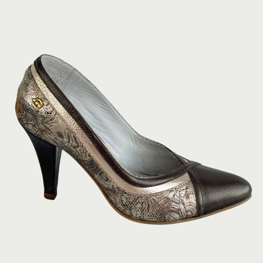 Zapatos en cuero bronce x folia Ref: ZA137NGC4