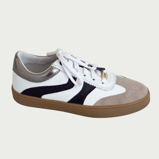 Tenis en cuero negro x blanco Ref: 928ZPBLA